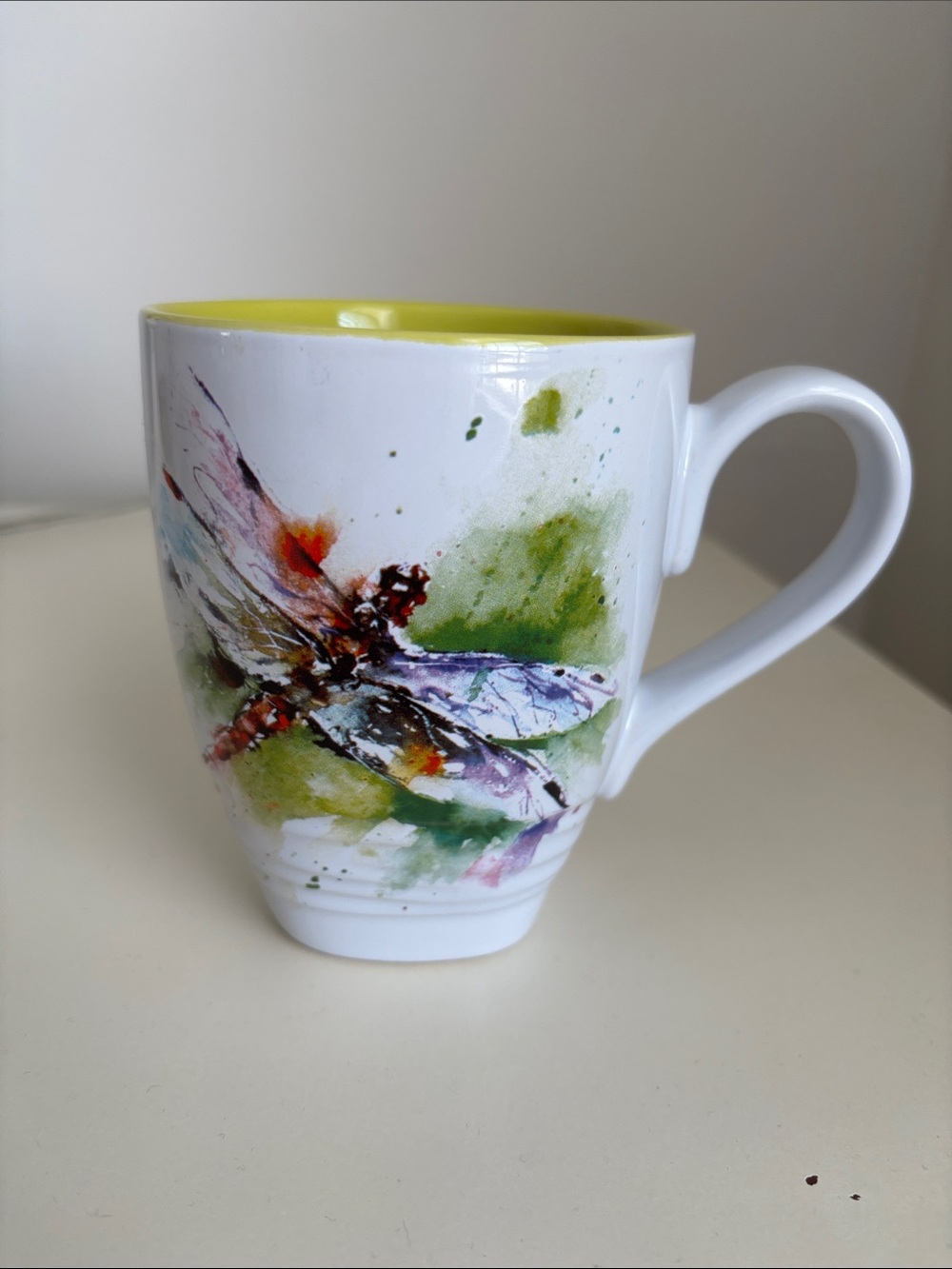 DEAN CROUSER stoneware magical Dragonfly coffee mug 12oz watercolor artwork